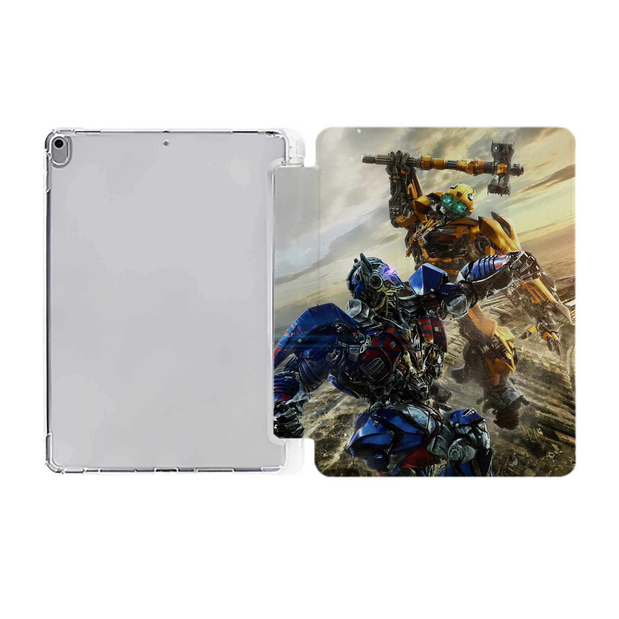 （画像用） Transformers トランスフォーマー IPad ケース ペン収納付き 三つ折りスタンド PUレザー×シリコン 対応機種9.5/10.5/10.9インチ
